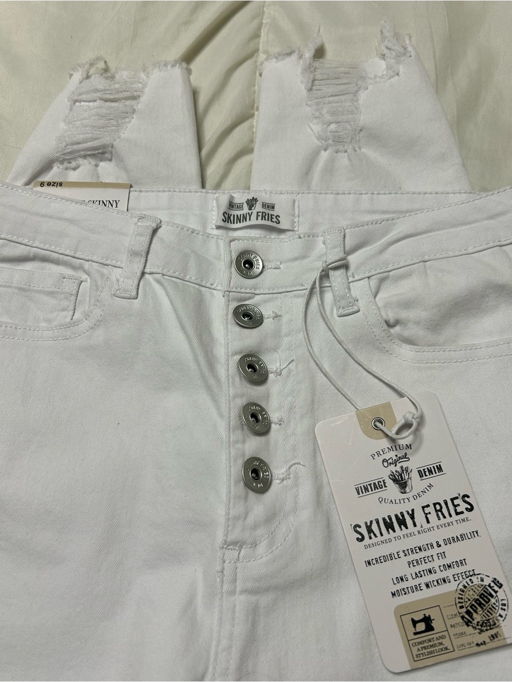 Vintage Skinny Fries White High-Rise Button-Fly Skinny Jeans #NWT